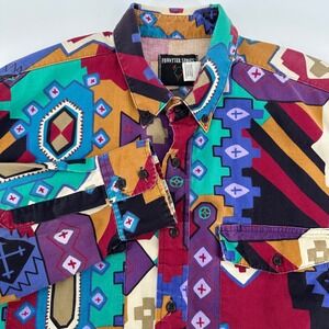 VTG Frontier Series Southwestern Geometric Button Up Shirt Mens L Cowboy Landman